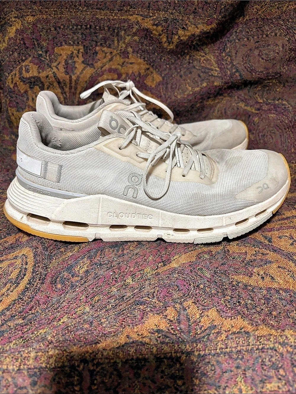 On Cloudswift Athletic Sneakers in White & Tan